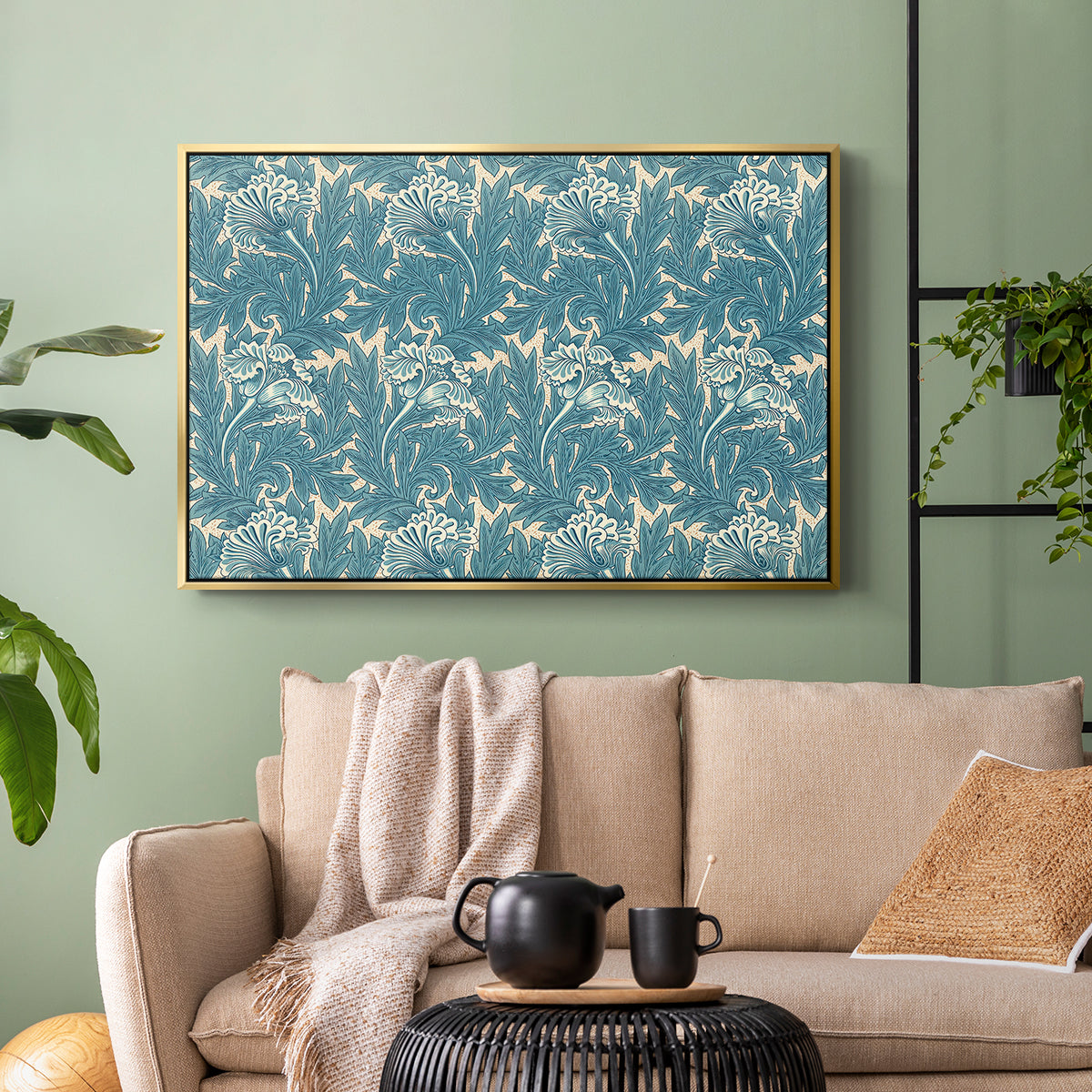 Tulip (Teal), 1875 - Floater Framed Canvas Print