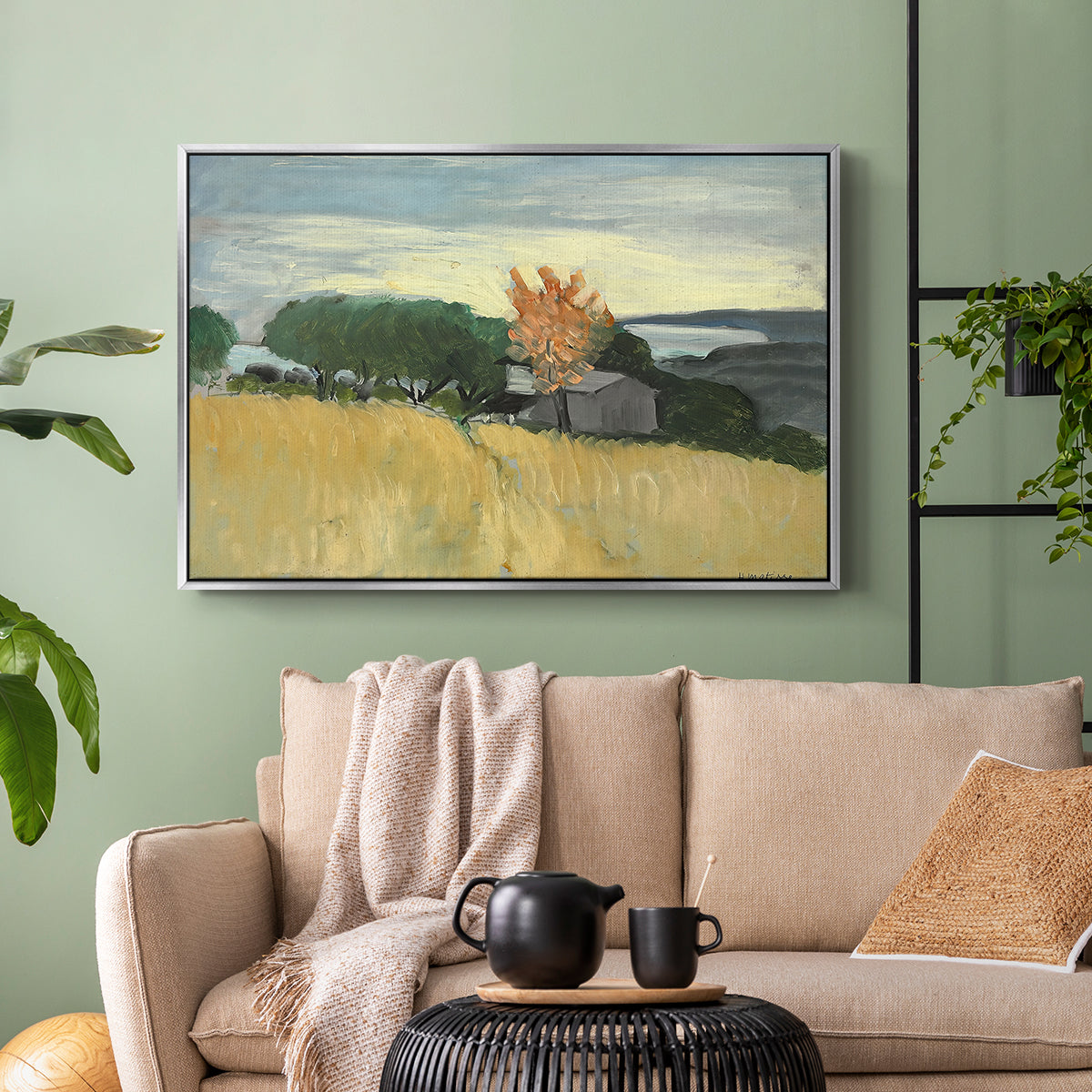 Fields of Wheat in Cagnes, 1918 - Floater Framed Canvas Print