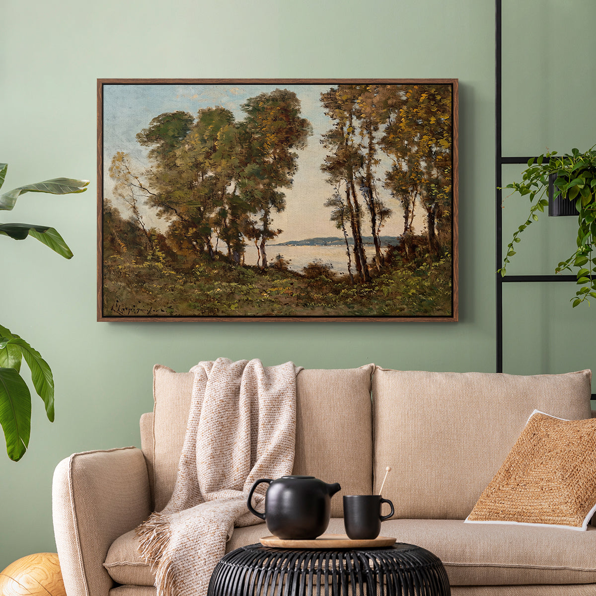 The Banks of the Allier, 1894 - Floater Framed Canvas Print