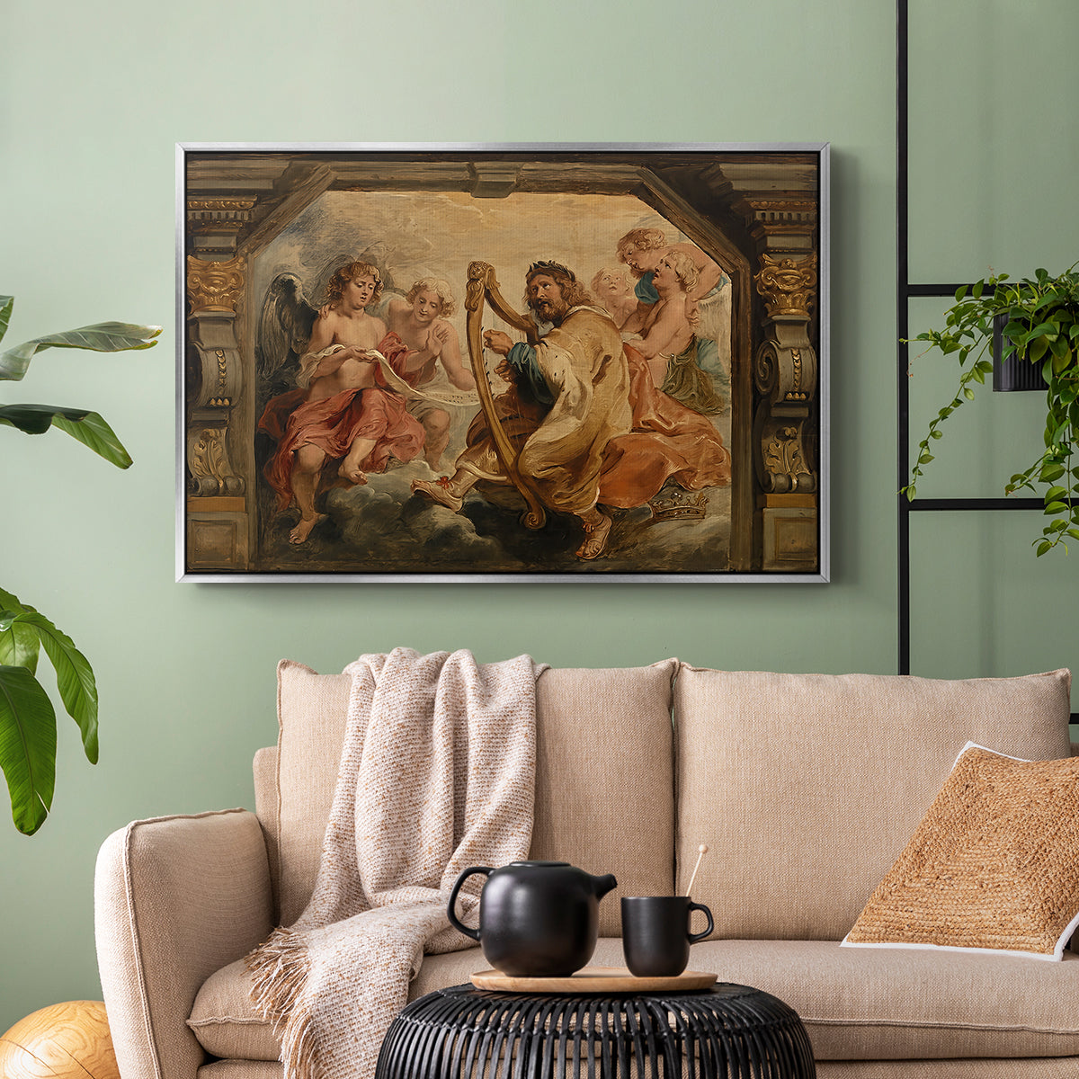King David Playing the Harp, c. 1627-1628 - Floater Framed Canvas Print