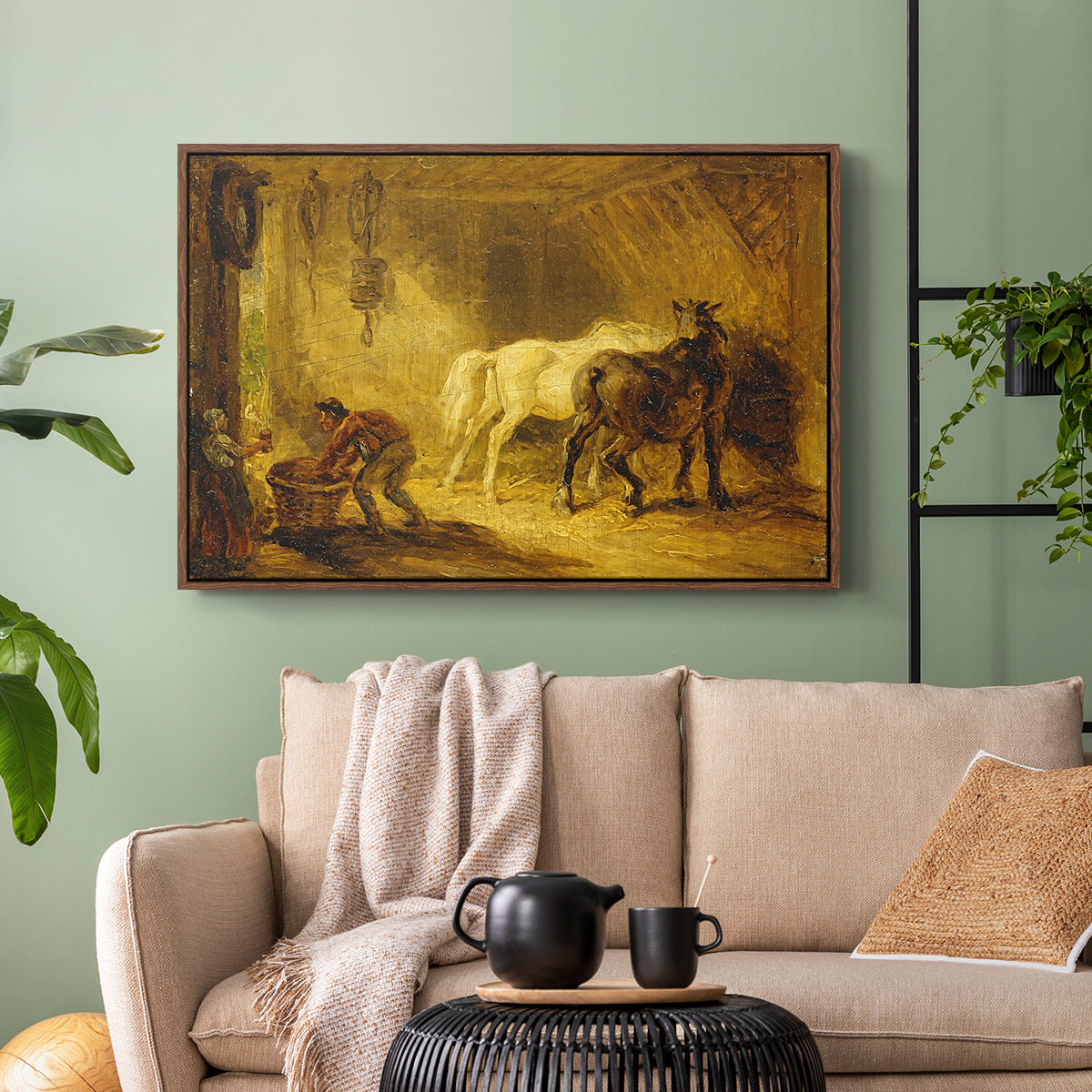 Heath Ewe and Lambs, 1810 - Floater Framed Canvas Print