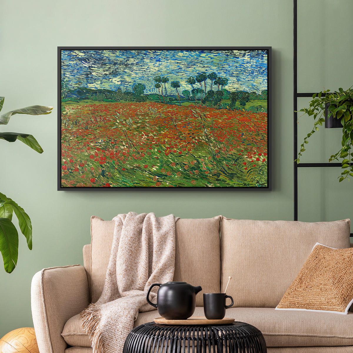 Field with Poppies, 1889 - Floater Framed Canvas Print