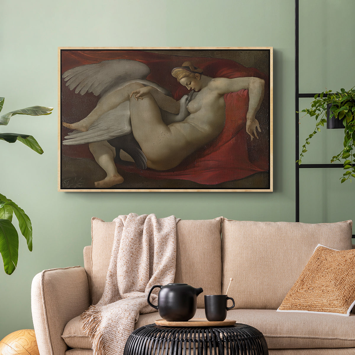 Leda and the Swan (16th-Century Version), c. 1530 - Floater Framed Canvas Print
