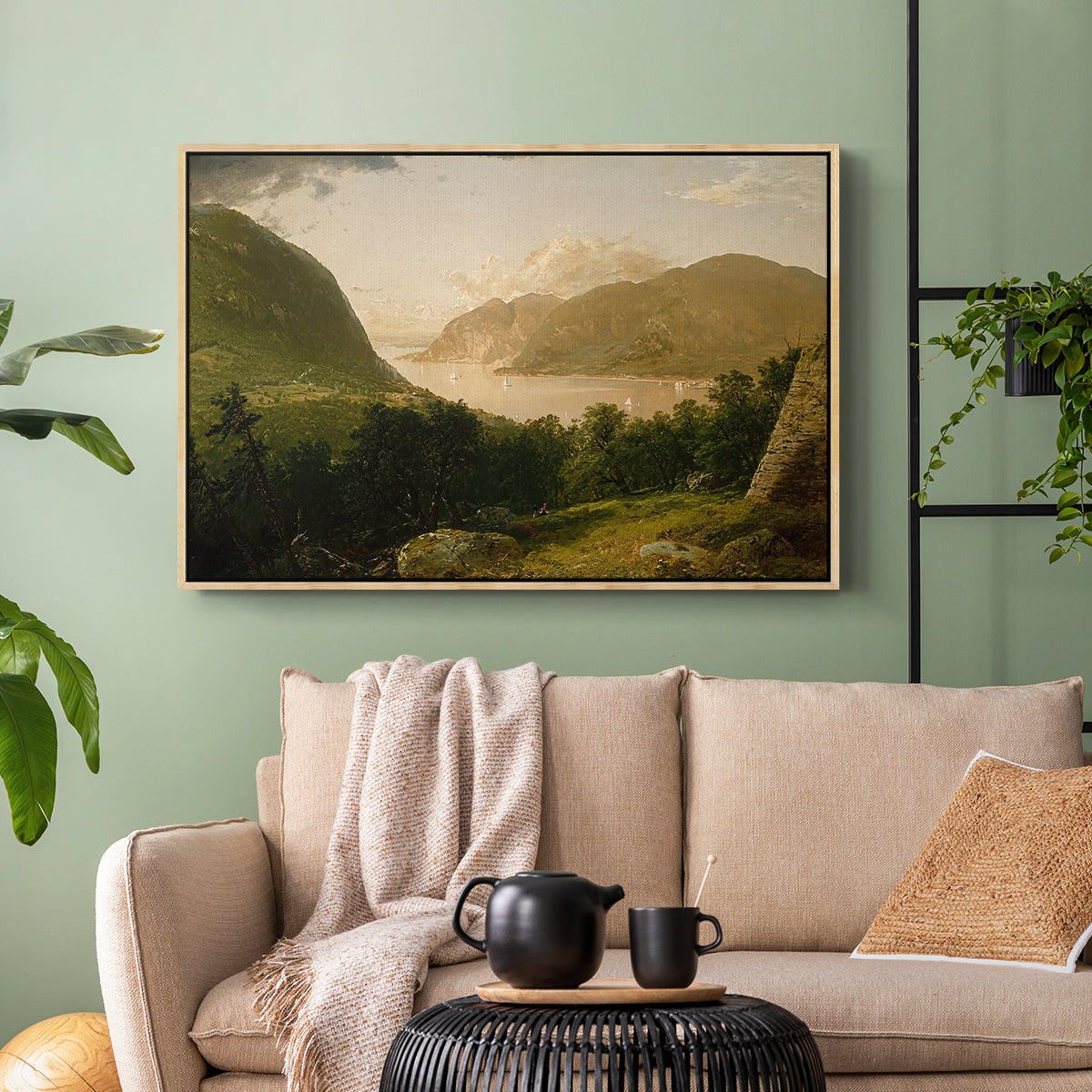 Hudson River Scene, 1857 - Floater Framed Canvas Print