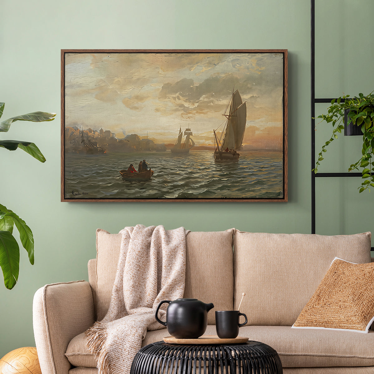 View from the Oslofjord, 1866 - Floater Framed Canvas Print