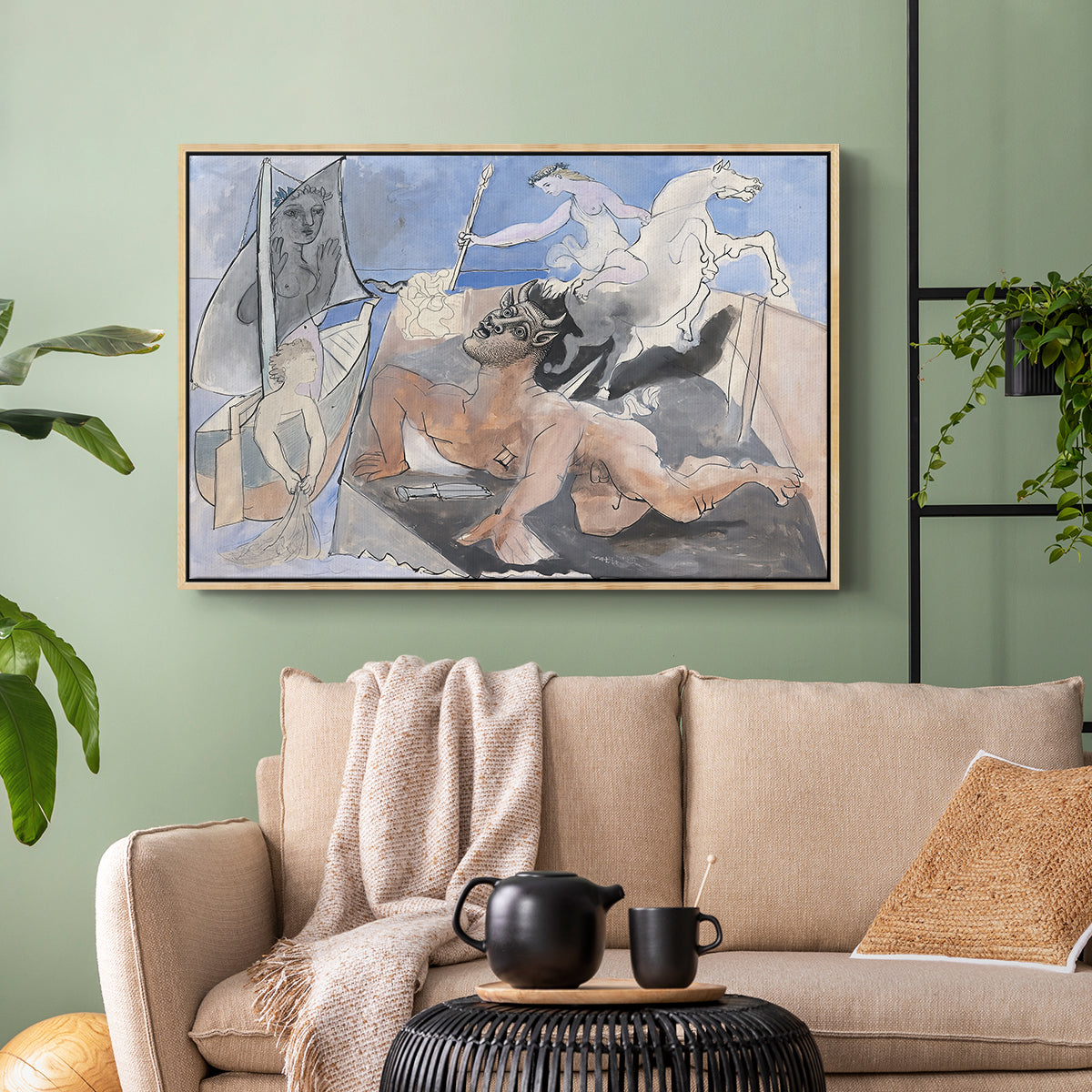 Composition with Minotaur, 1936 - Floater Framed Canvas Print