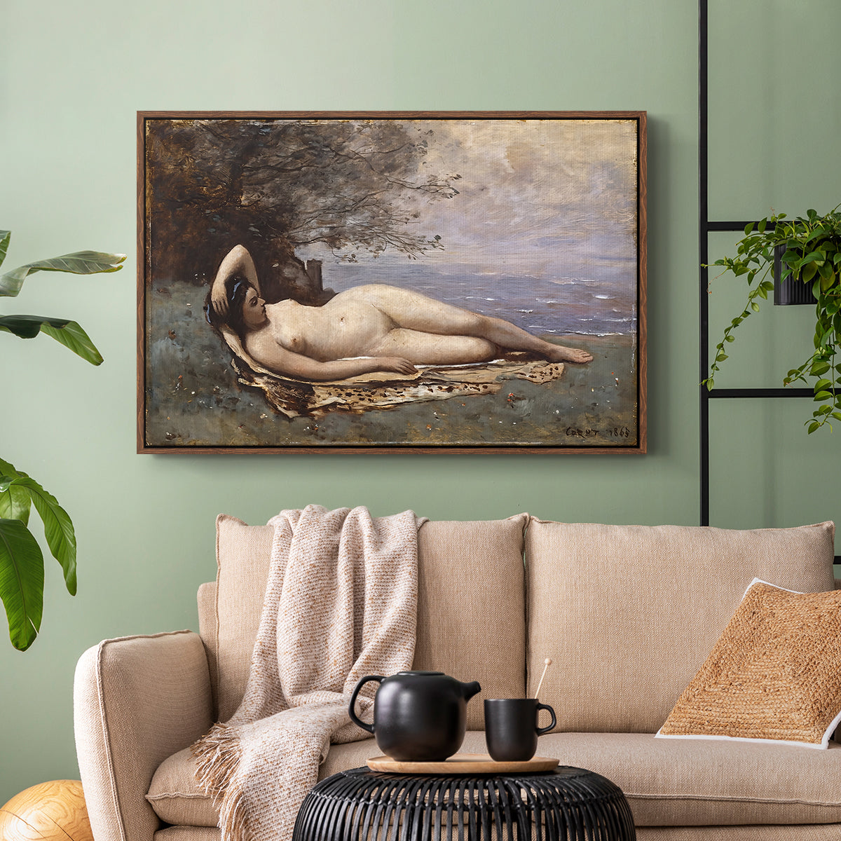 Bacchante by the Sea, 1865 - Floater Framed Canvas Print