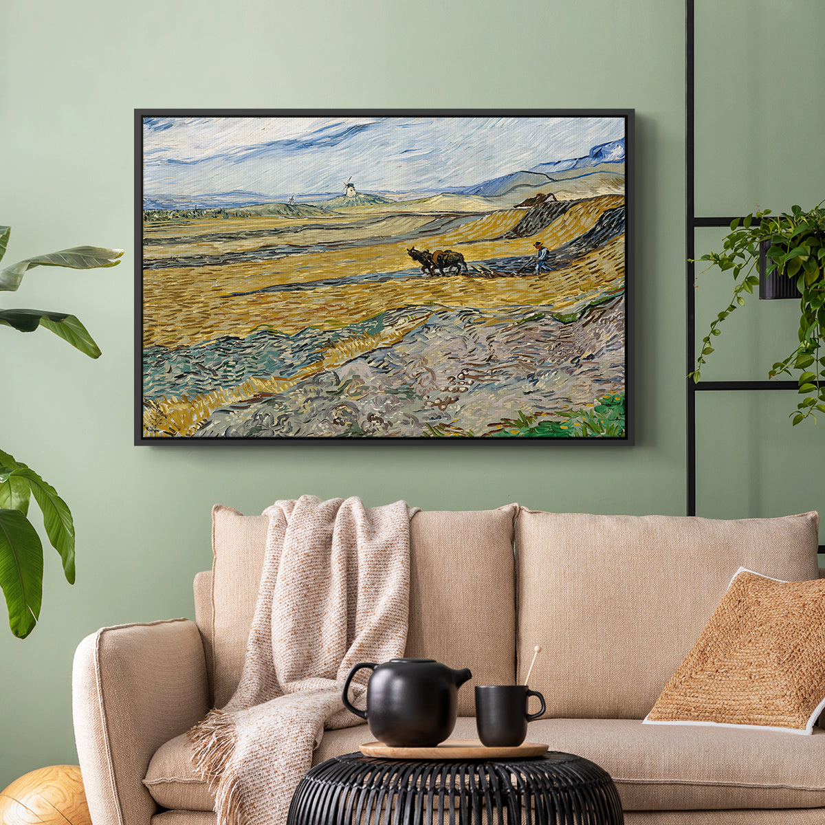 Enclosed Field with Ploughman, 1889 - Floater Framed Canvas Print