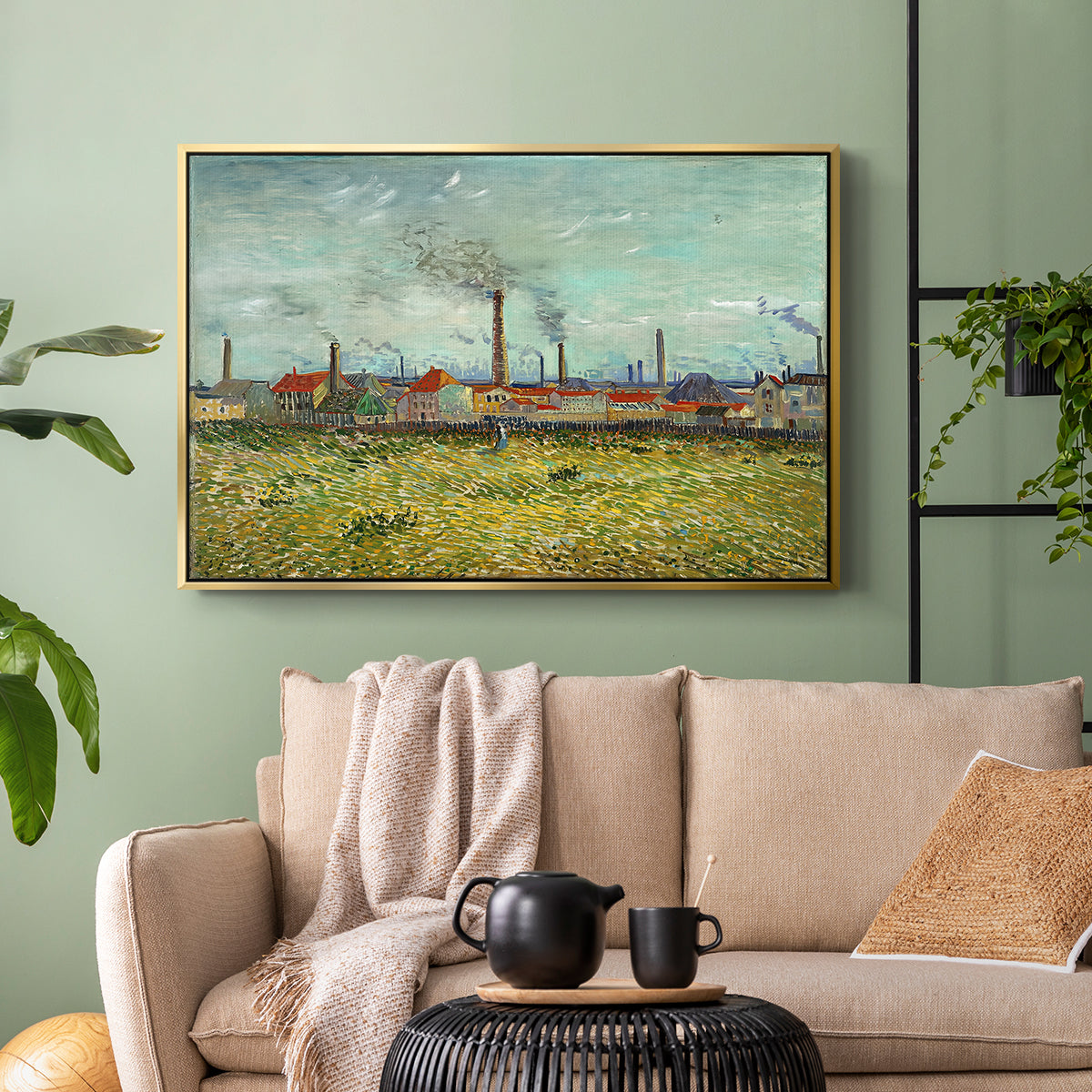 Factories at Clichy, 1887 - Floater Framed Canvas Print