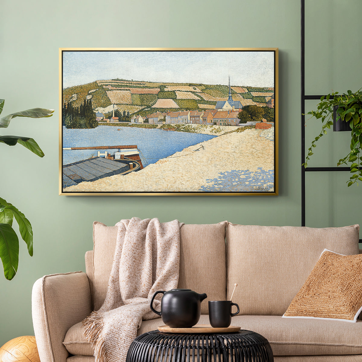 The Riverbank, Les Andelys, 1886 - Floater Framed Canvas Print