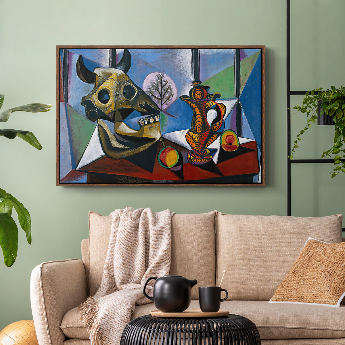 Still Life with Bull's Skull, 1939 - Floater Framed Canvas Print