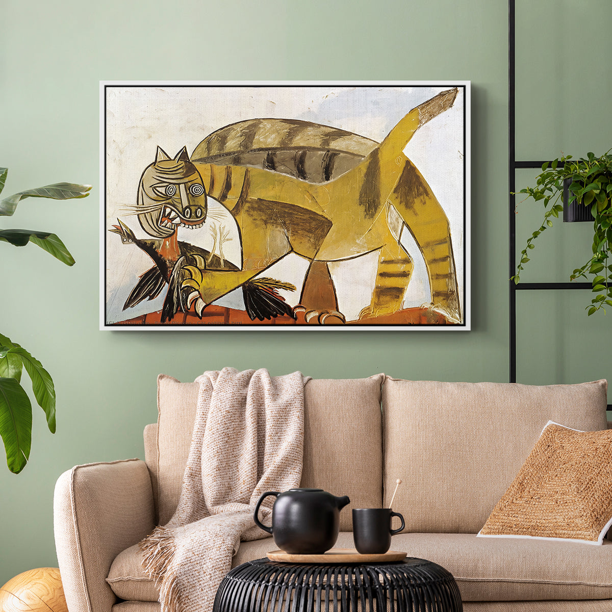 Cat Eating a Bird, 1939 - Floater Framed Canvas Print