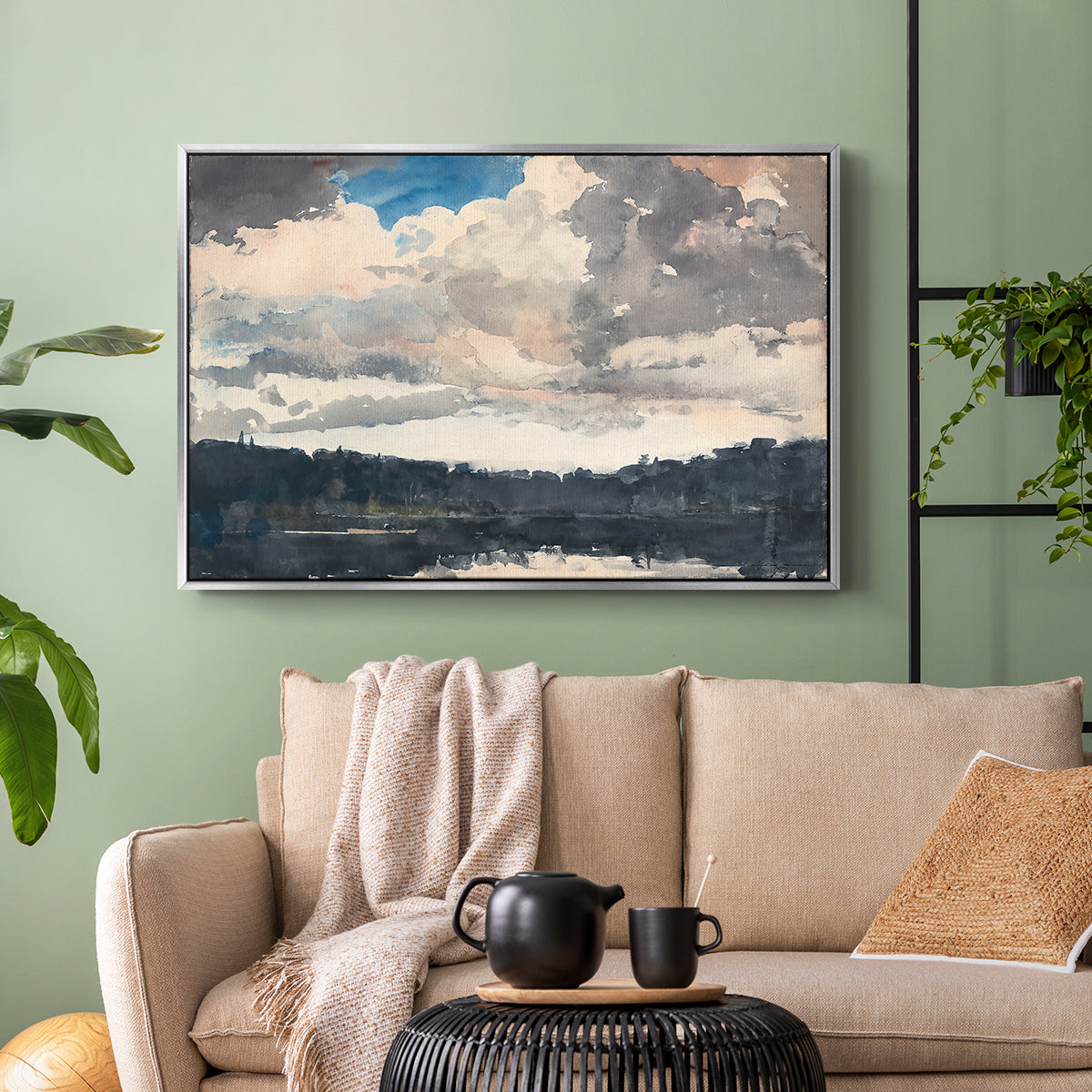 The Lone Boat, North Woods Club, Adirondacks, 1892 - Floater Framed Canvas Print