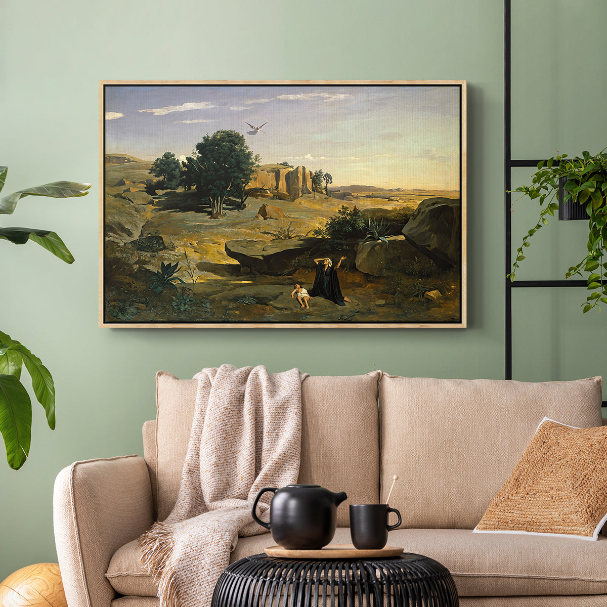 Hagar in the Wilderness, 1835 - Floater Framed Canvas Print