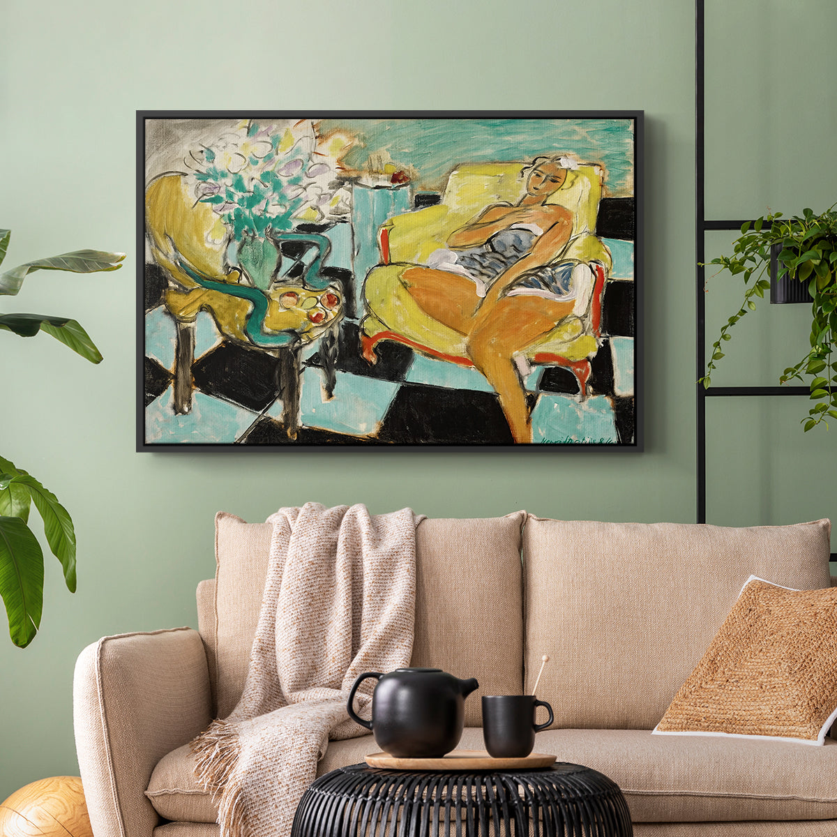 Seated Woman with Flower, 1942 - Floater Framed Canvas Print