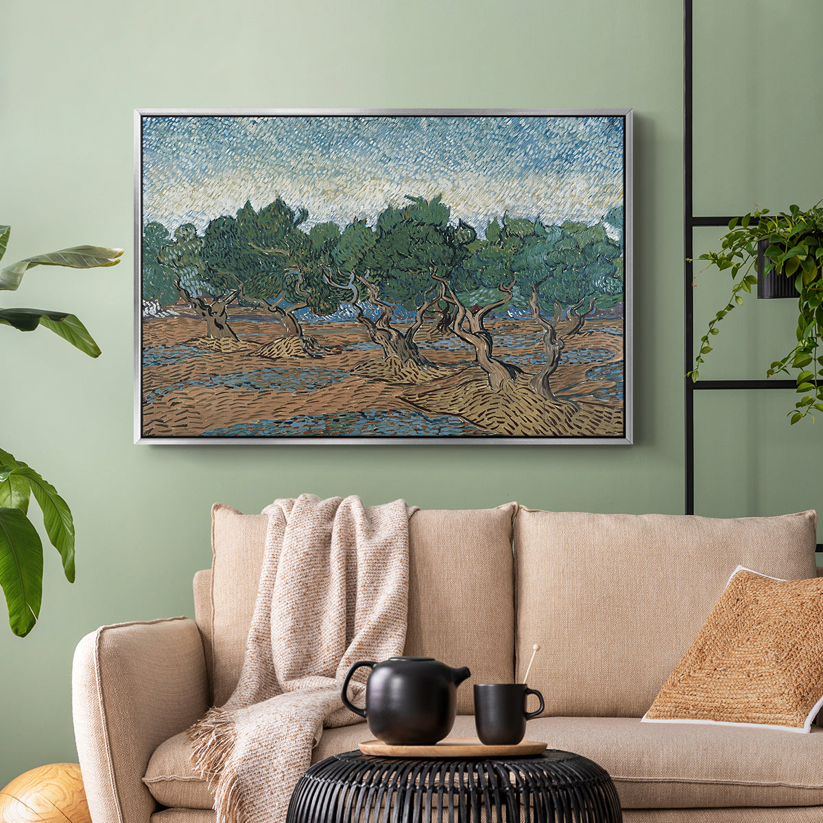 Olive Trees, 1889 - Floater Framed Canvas Print