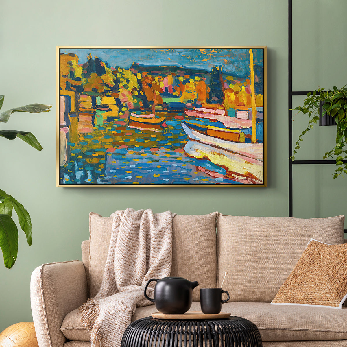 Study for Autumn Landscape with Boats, 1908 - Floater Framed Canvas Print