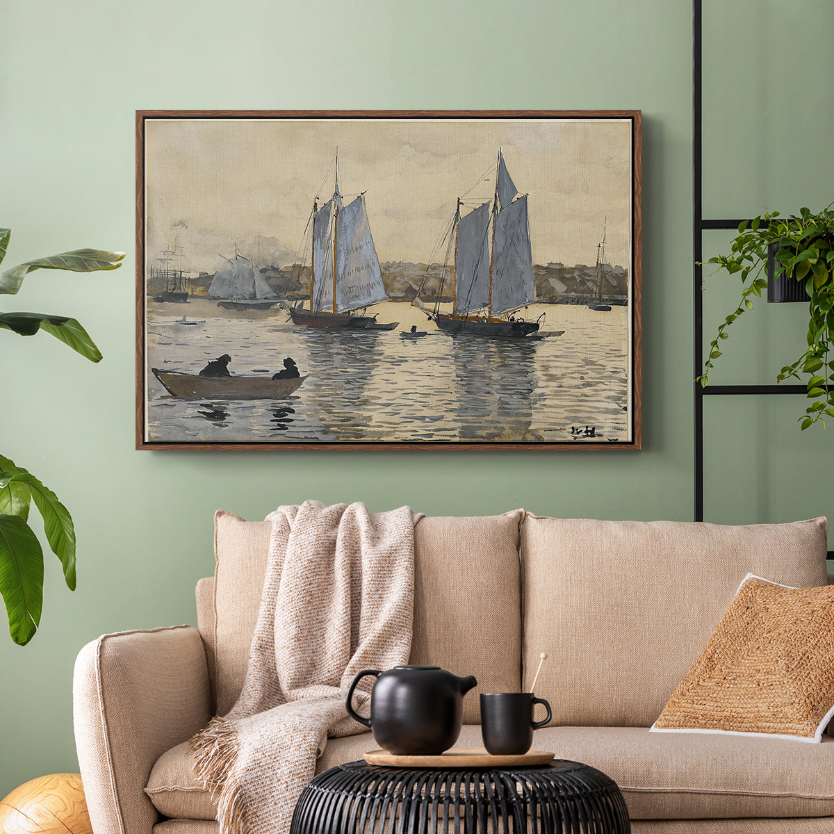 Two Schooners, Gloucester, c. 1880 - Floater Framed Canvas Print