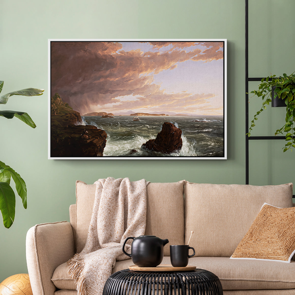 Views Across Frenchman's Bay from Mt. Desert Island, After a Squall, 1845 - Floater Framed Canvas Print