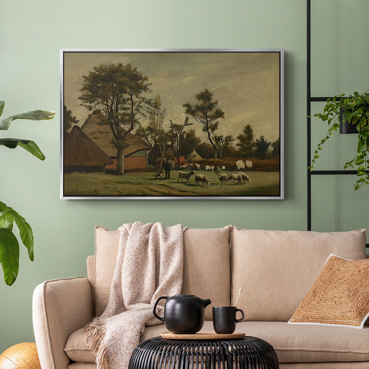 Farmhouse, c. 1865-1875 - Floater Framed Canvas Print