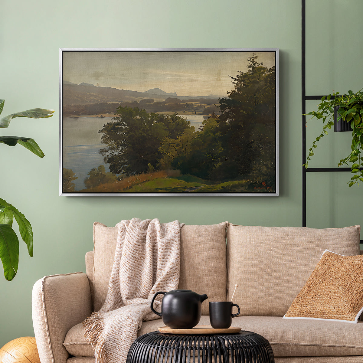 View of the Mondsee, 1870 - Floater Framed Canvas Print