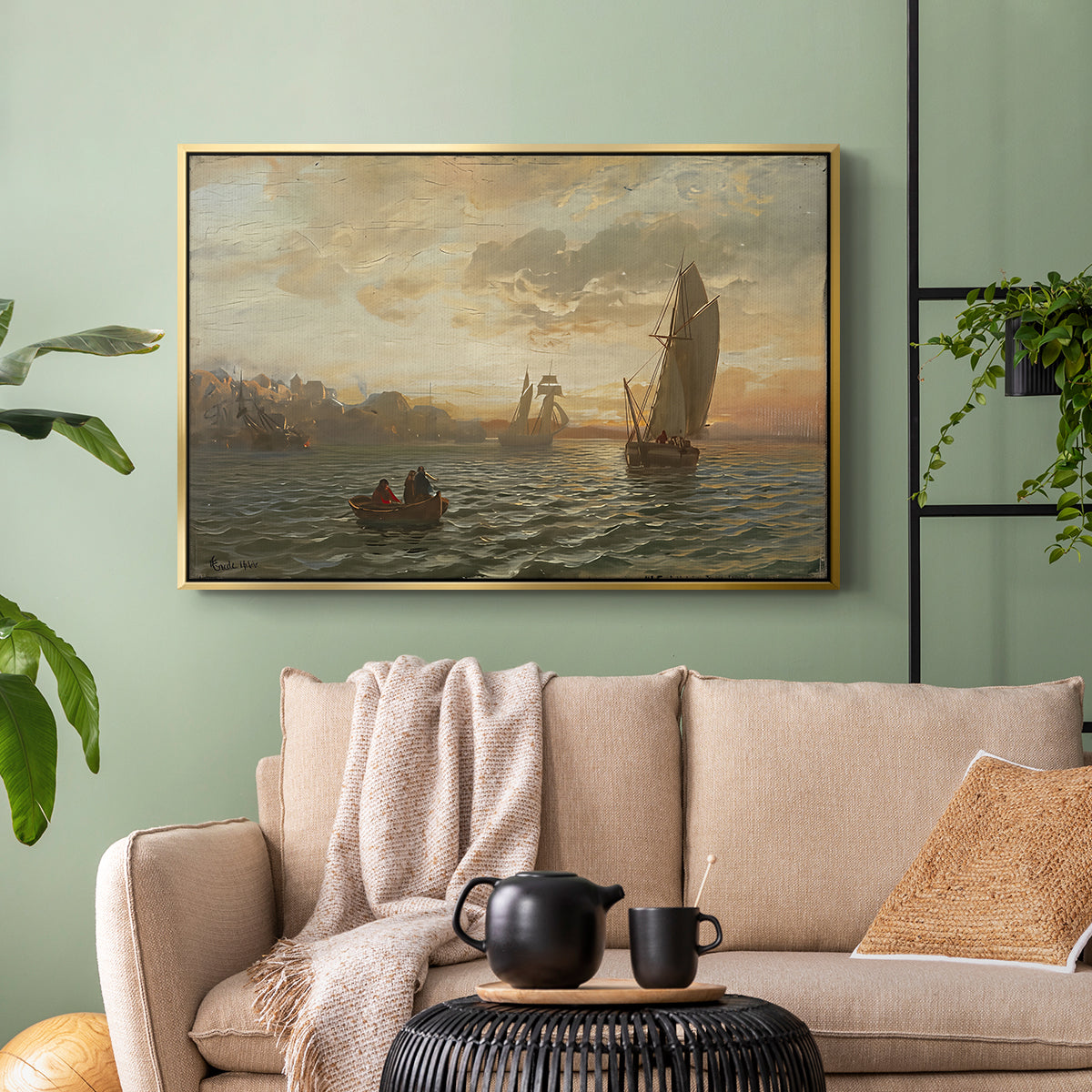 View from the Oslofjord, 1866 - Floater Framed Canvas Print