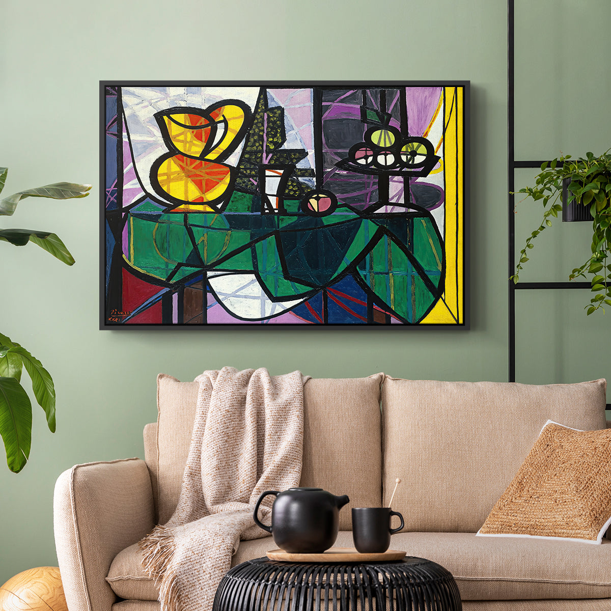 Pitcher and Bowl of Fruit, 1931 - Floater Framed Canvas Print