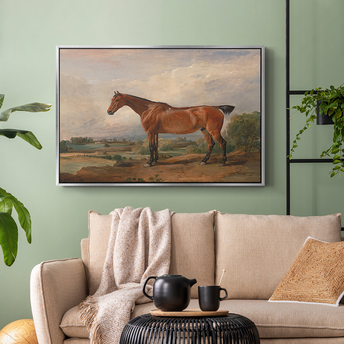 A Hunter in a Landscape, c. 1810 - Floater Framed Canvas Print