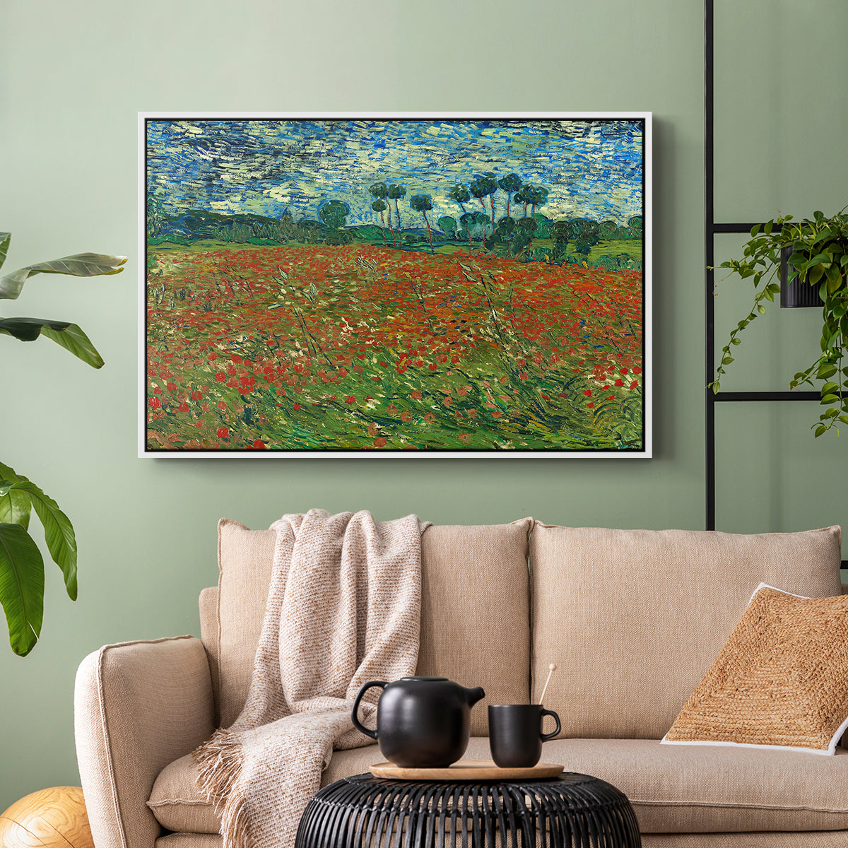Field with Poppies, 1889 - Floater Framed Canvas Print