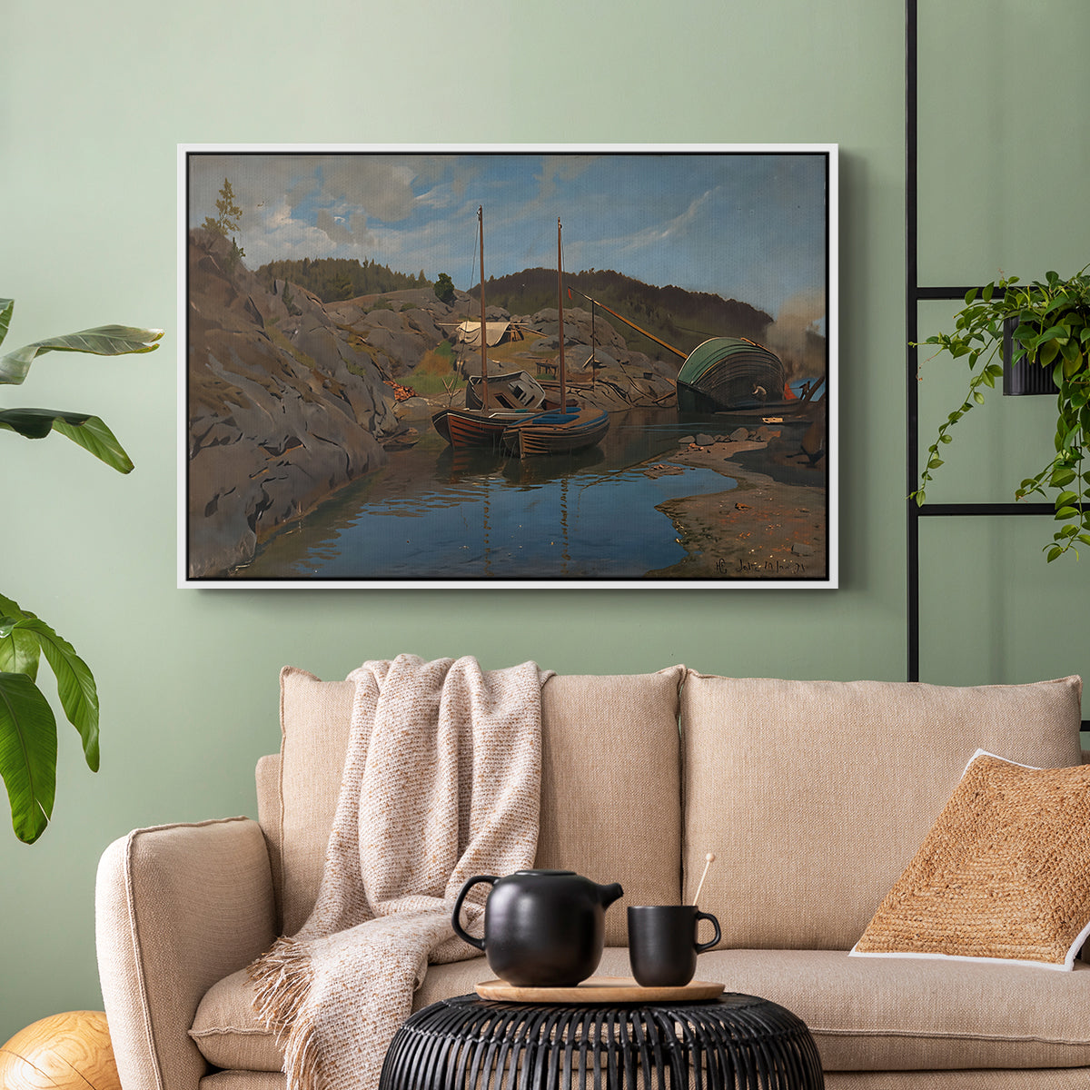 Pilotboats, 1875 - Floater Framed Canvas Print