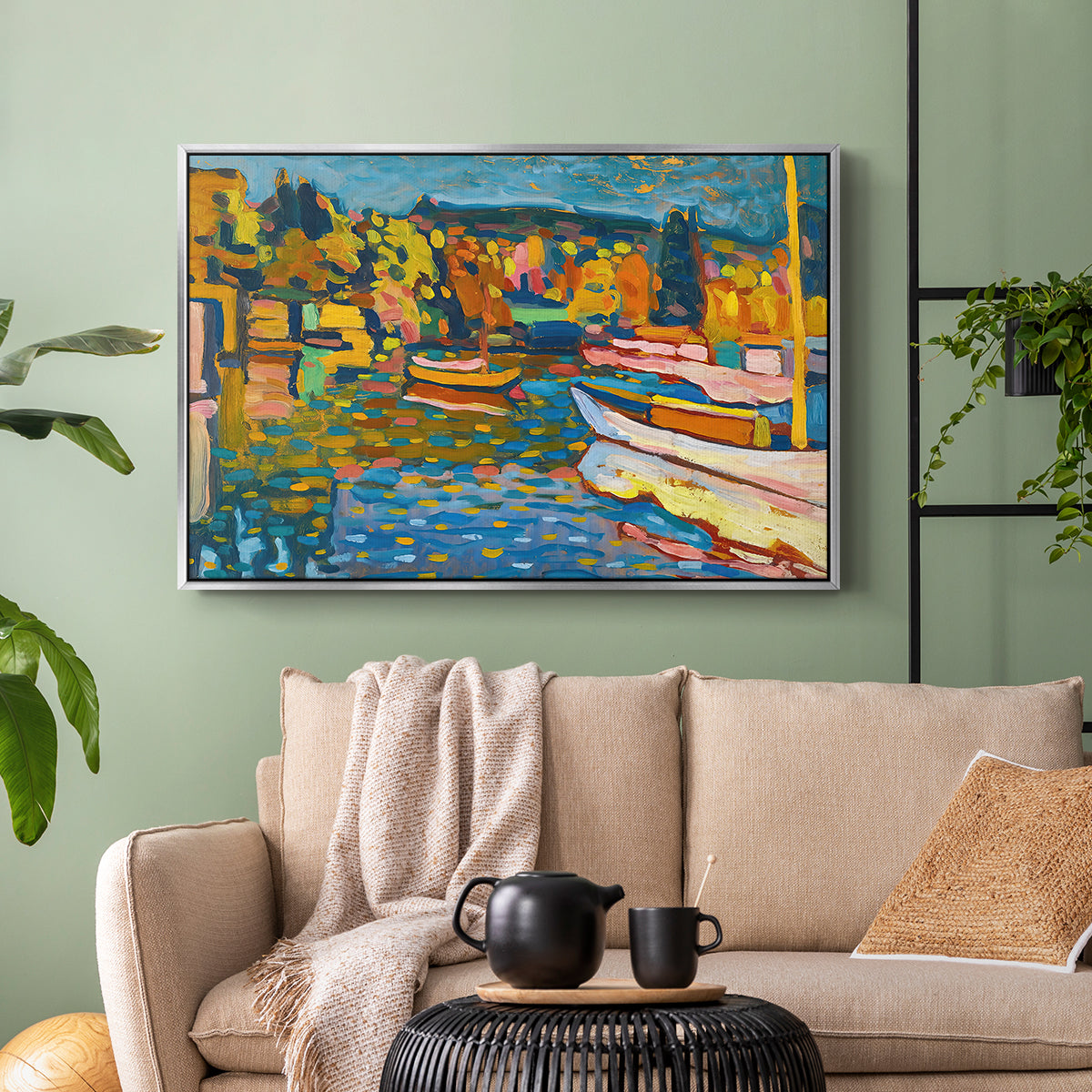 Study for Autumn Landscape with Boats, 1908 - Floater Framed Canvas Print