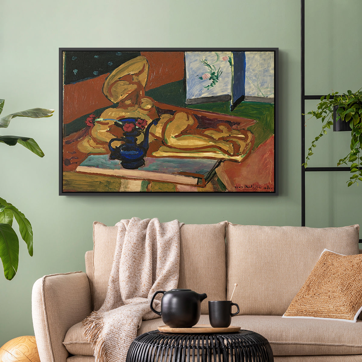 Sculpture and Persian Vase (The Bronze Figure), 1908 - Floater Framed Canvas Print