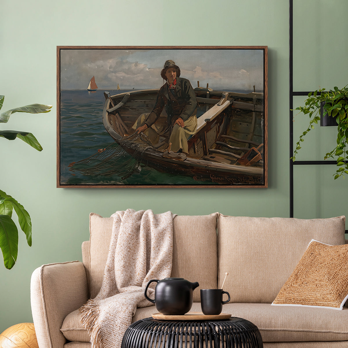 Fishermen from Rügen, 1882 - Floater Framed Canvas Print