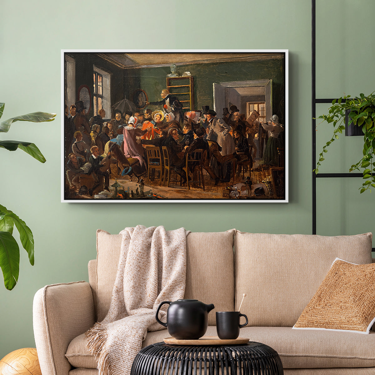 An Auction Scene, 1835 - Floater Framed Canvas Print