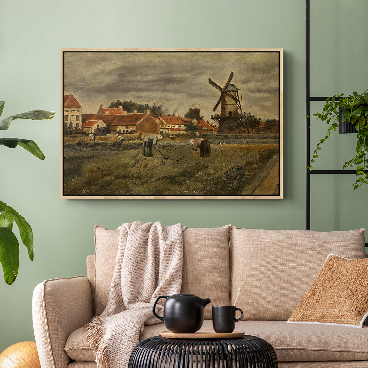 The Potato Harvest, c. 1875 - Floater Framed Canvas Print