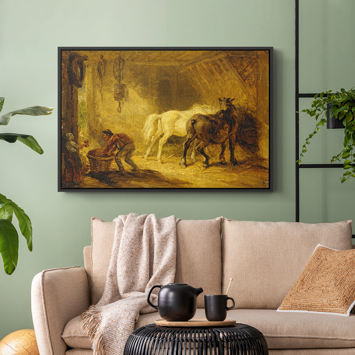 Heath Ewe and Lambs, 1810 - Floater Framed Canvas Print