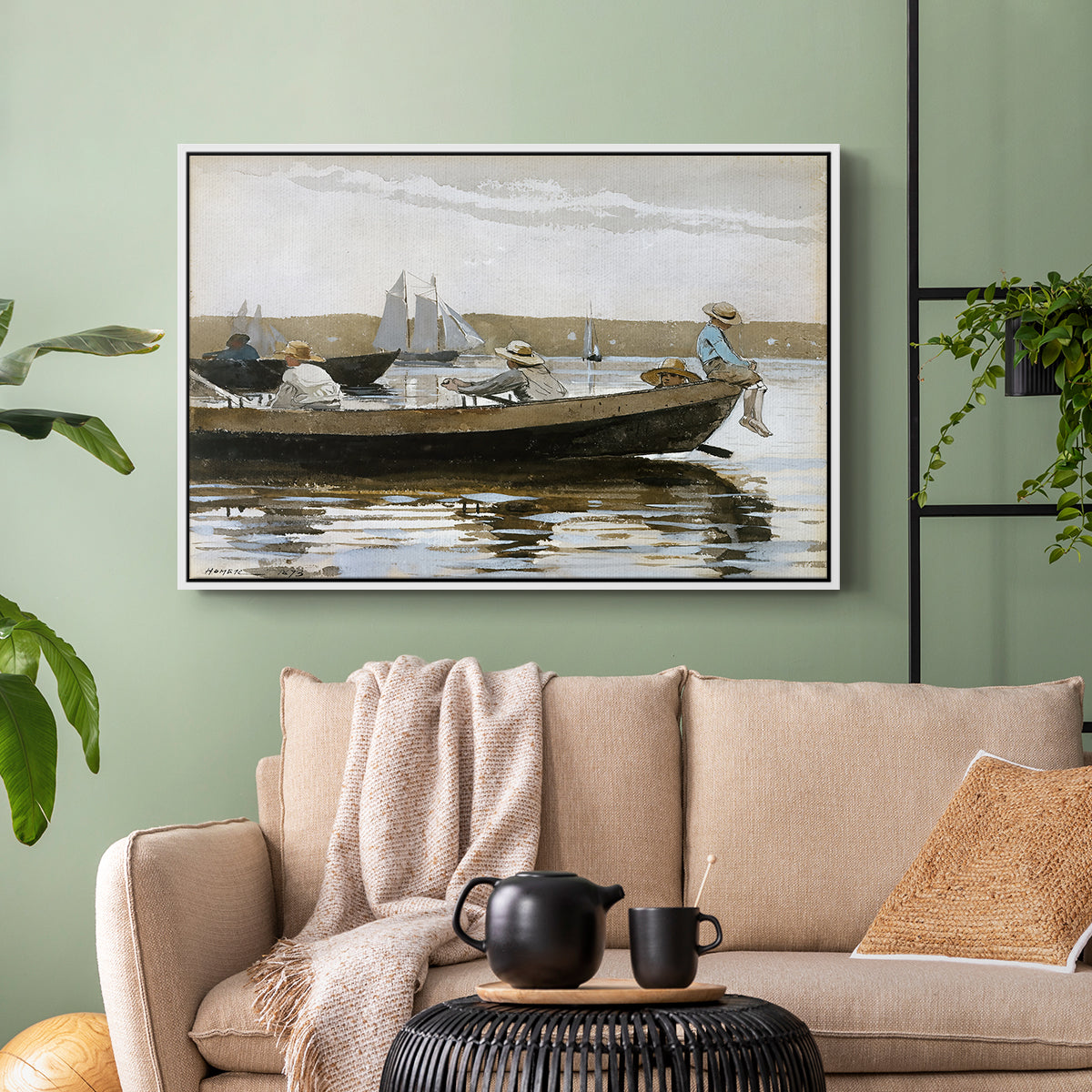 Boys in a Dory, 1873 - Floater Framed Canvas Print