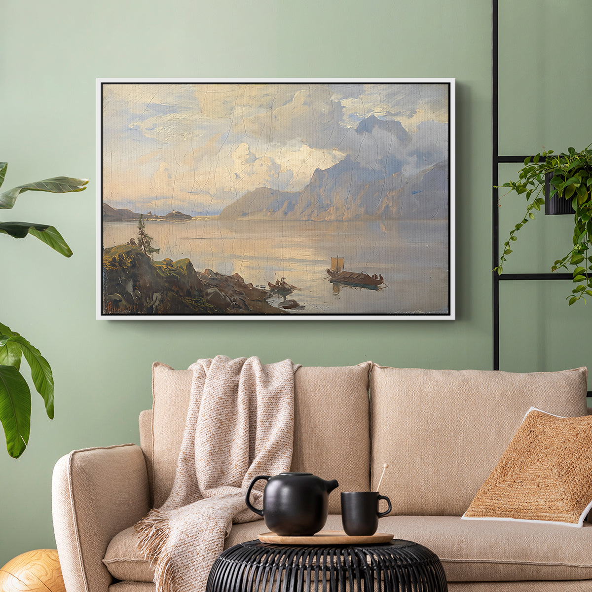 Traunsee, 1871 - Floater Framed Canvas Print
