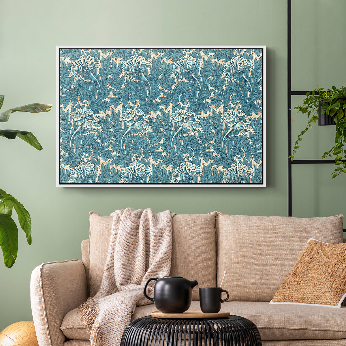 Tulip (Teal), 1875 - Floater Framed Canvas Print