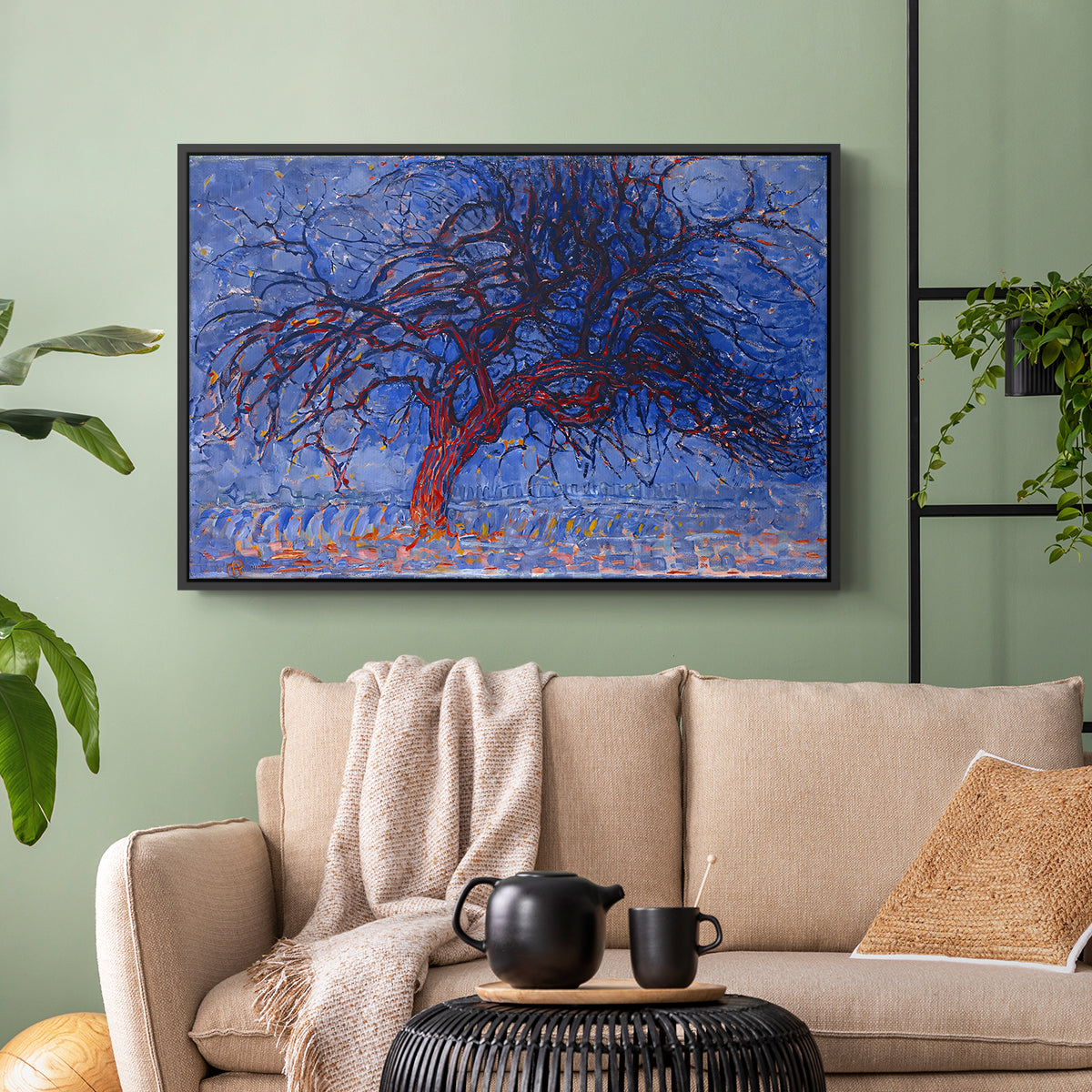 The Red Tree, 1909 - Floater Framed Canvas Print
