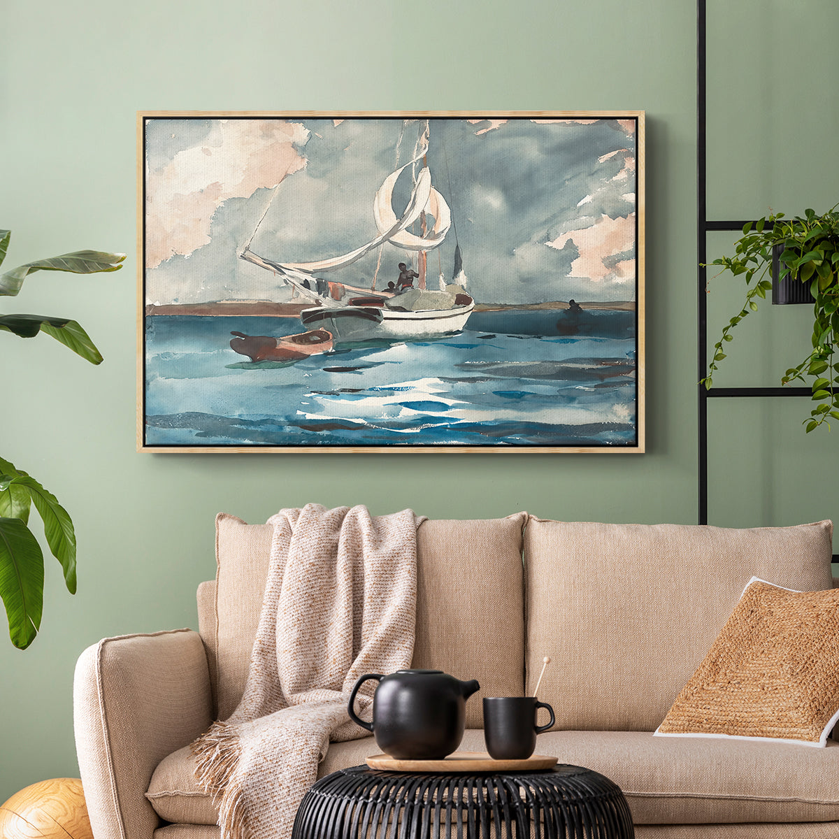 Sloop, Nassau, 1899 - Floater Framed Canvas Print
