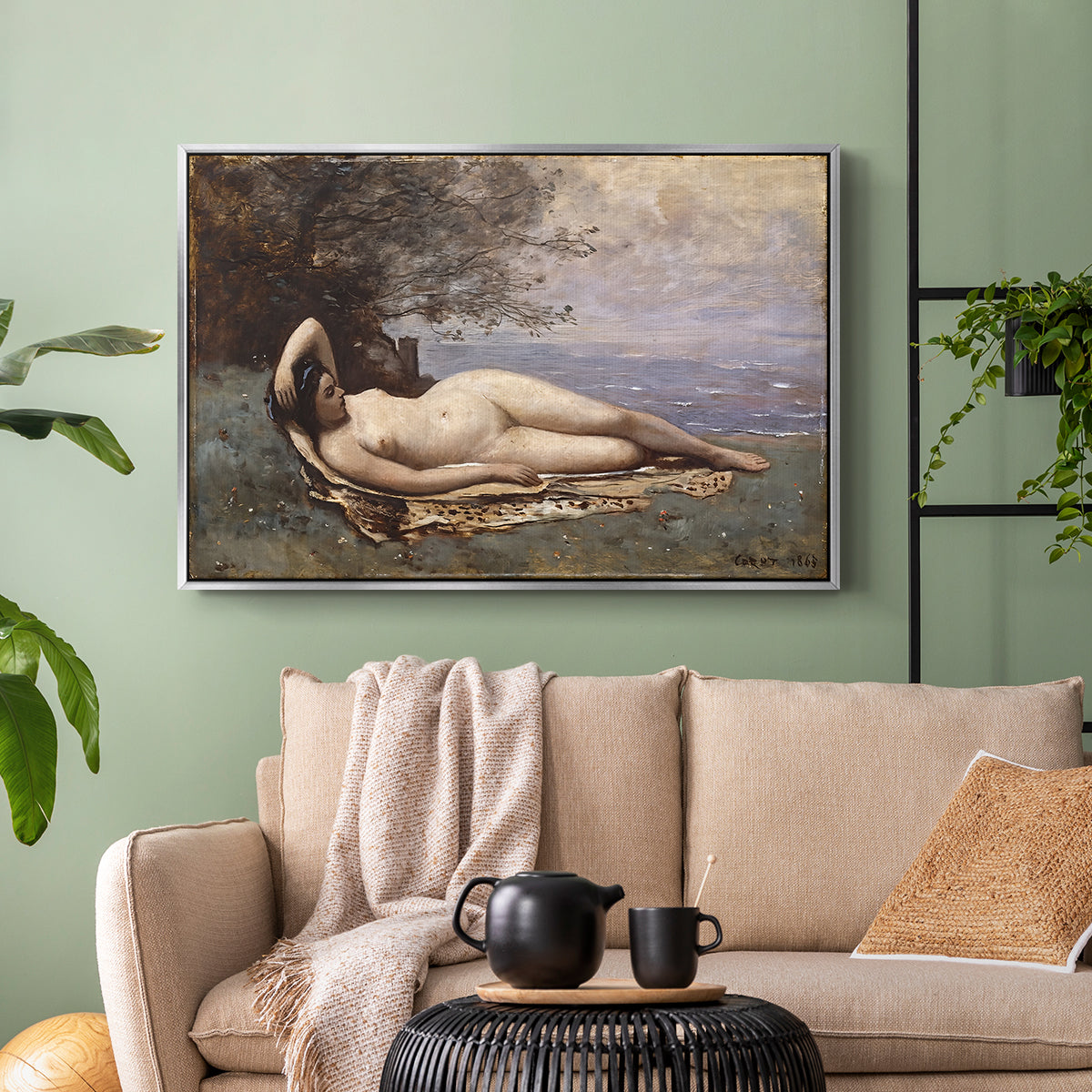 Bacchante by the Sea, 1865 - Floater Framed Canvas Print