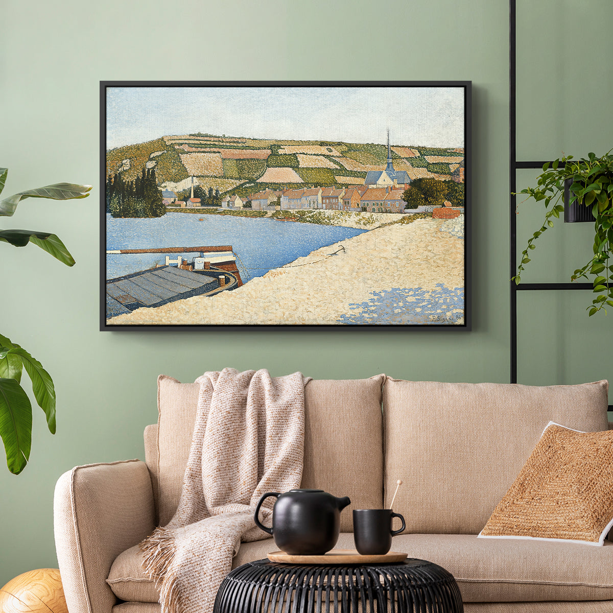 The Riverbank, Les Andelys, 1886 - Floater Framed Canvas Print