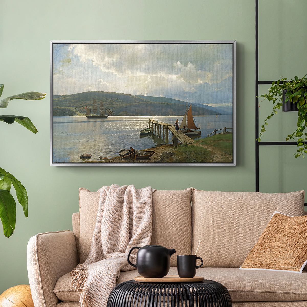 The Jetty at Feste near Moss, 1898 - Floater Framed Canvas Print