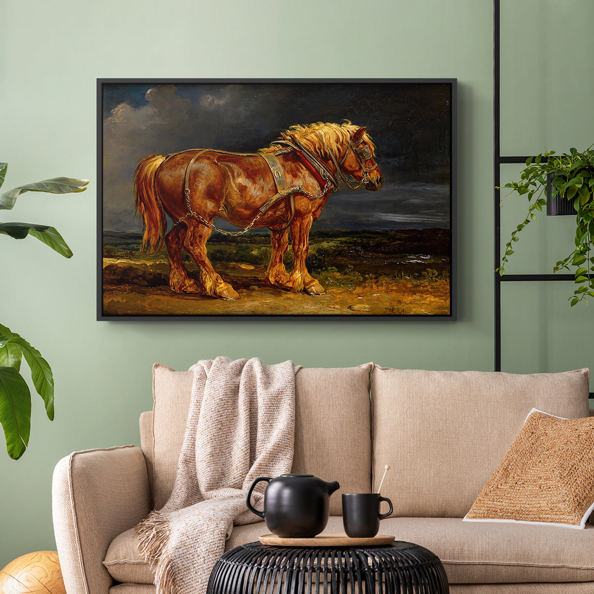 The Shire Horse Elephant in an Extensive Landscape, c. 1850s - Floater Framed Canvas Print