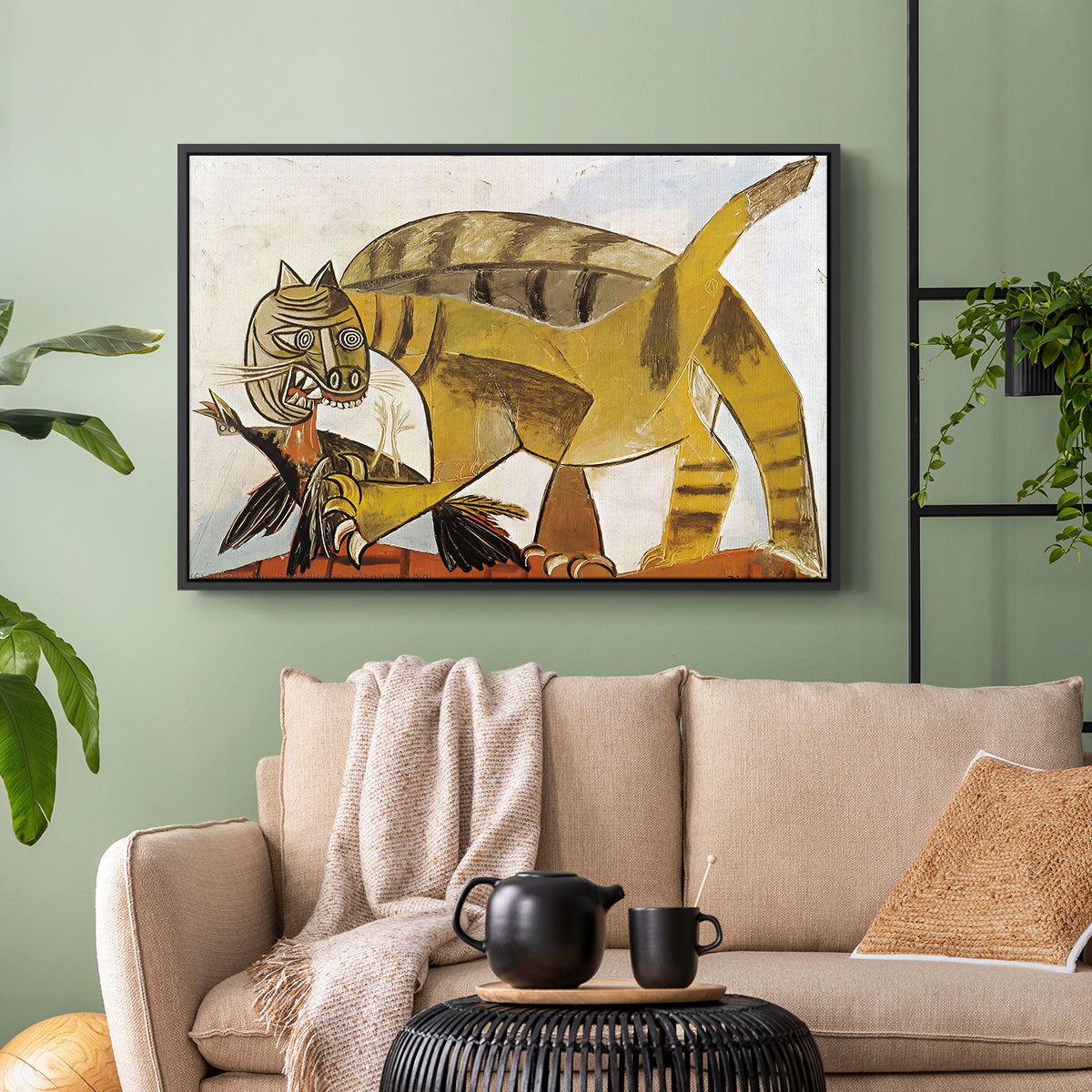 Cat Eating a Bird, 1939 - Floater Framed Canvas Print