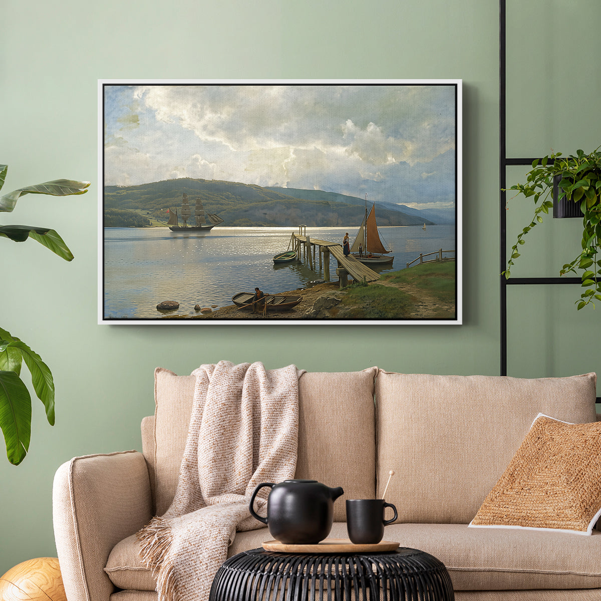 The Jetty at Feste near Moss, 1898 - Floater Framed Canvas Print
