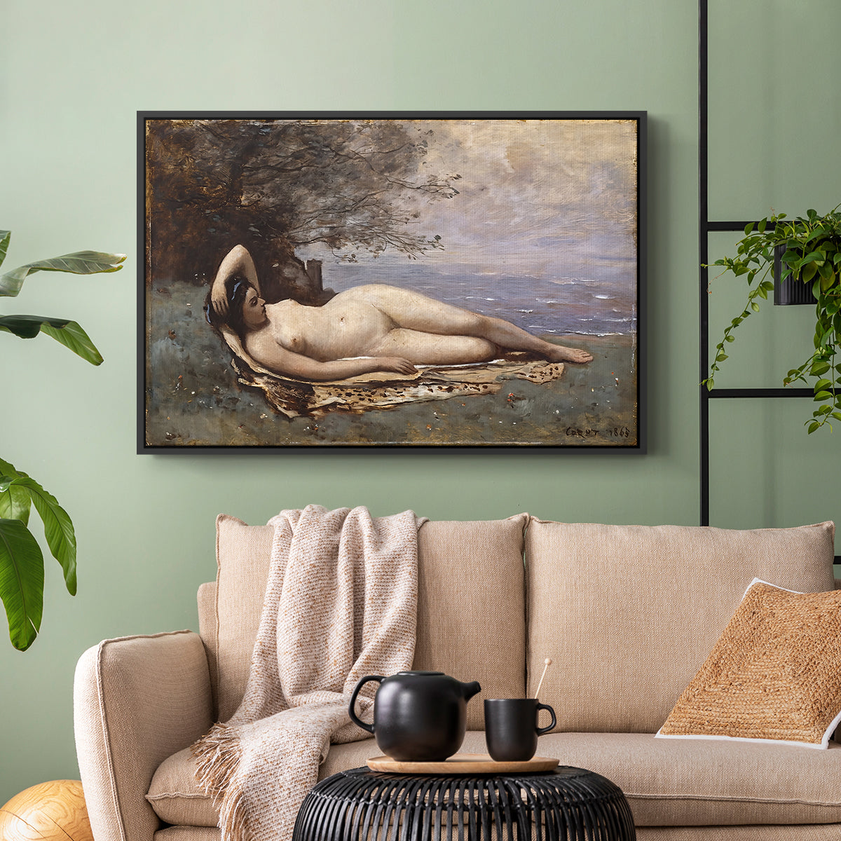 Bacchante by the Sea, 1865 - Floater Framed Canvas Print