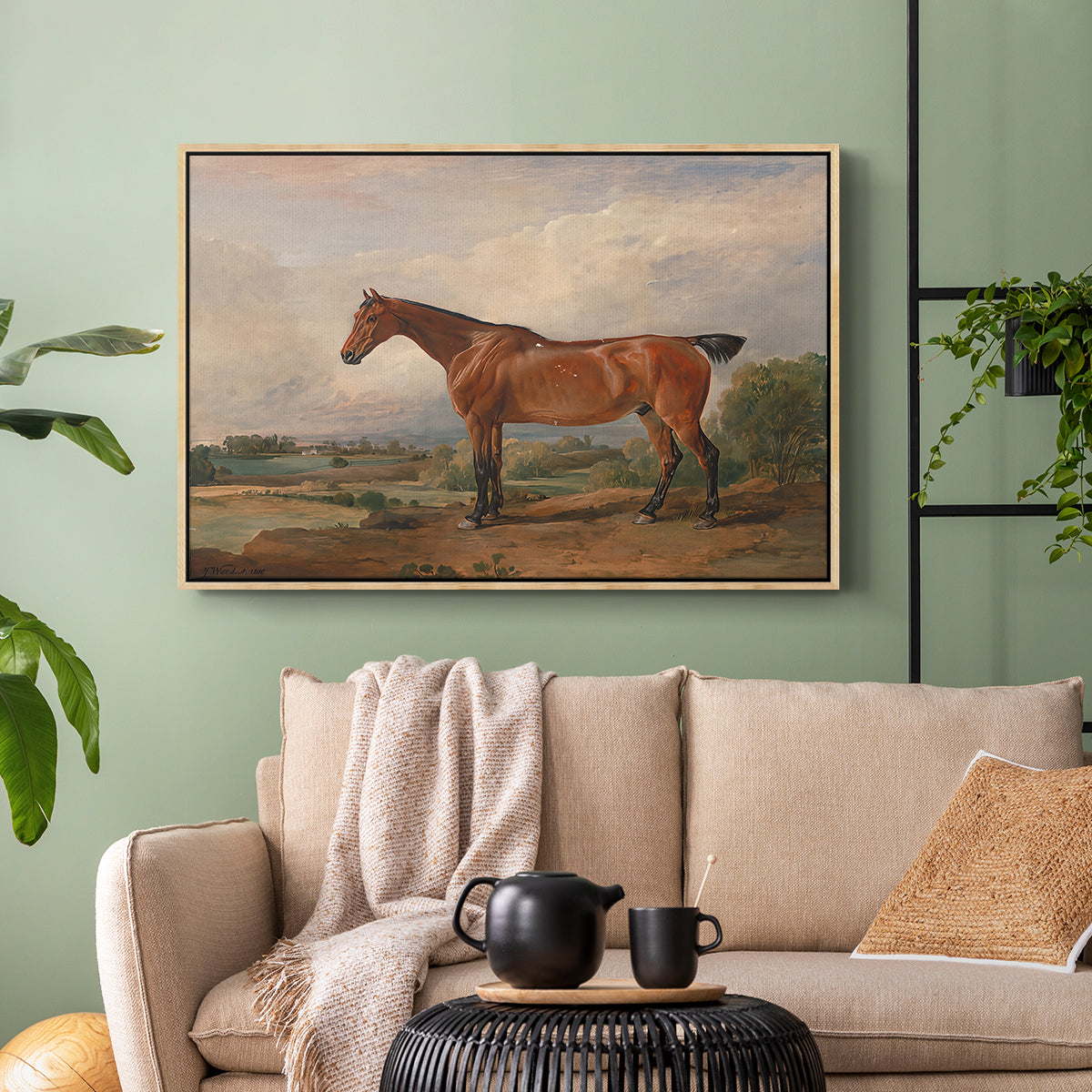 A Hunter in a Landscape, c. 1810 - Floater Framed Canvas Print