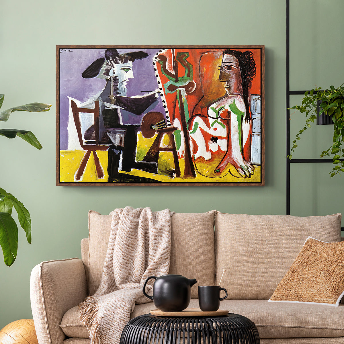 The Painter and His Model, 1963 - Floater Framed Canvas Print